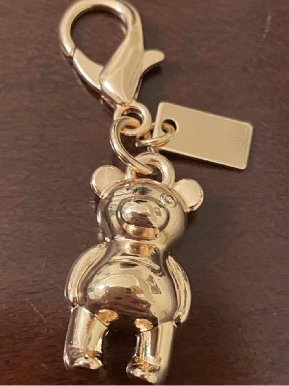 Coach Gold Teddy Bear Charm Keychain